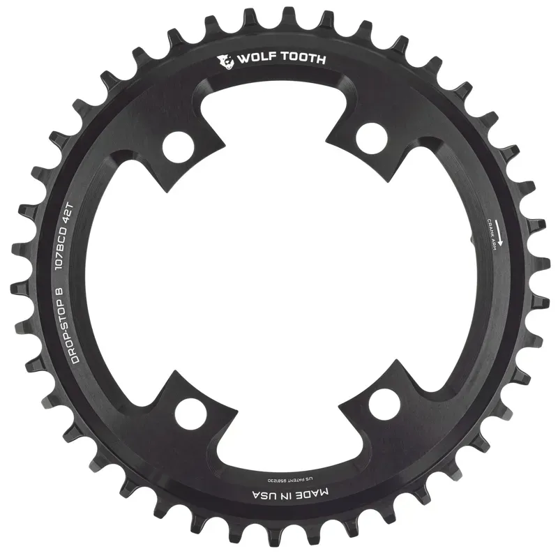 Wolf Tooth 107 BCD Chainring - 44t Compatible With SRAM 107 BCD Drop-Stop B 4-Bolt Black-2
