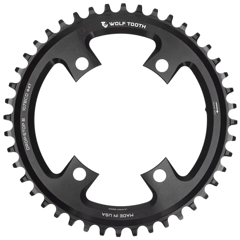 Wolf Tooth 107 BCD Chainring - 44t Compatible With SRAM 107 BCD Drop-Stop B 4-Bolt Black-3