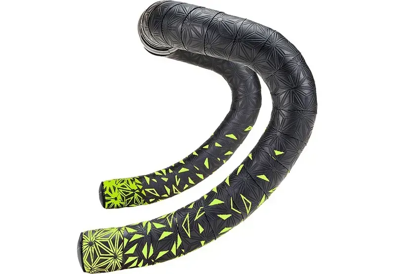Specialized Super Sticky Kush Star Fade Bar Tape w/Plugs in Neon Yellow/Ano Black