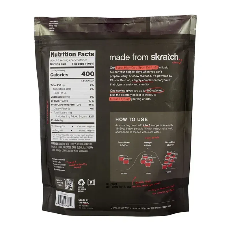 Skratch Labs Super High-Carb Sport Drink Mix Raspberry Flavor 8 servings-1