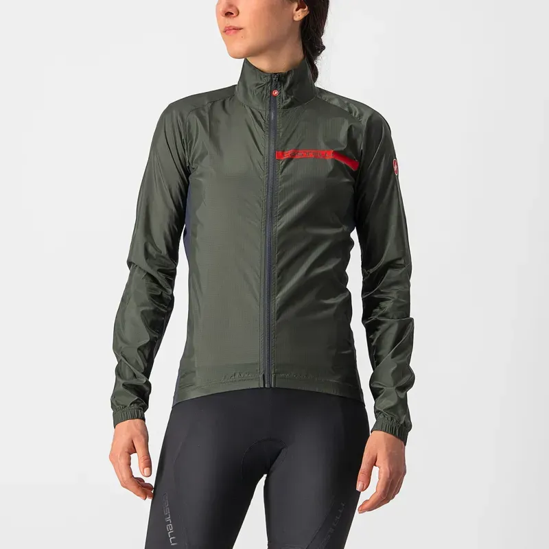 Castelli Squadra Stretch Womens Jacket in Military Green/Dark Gray