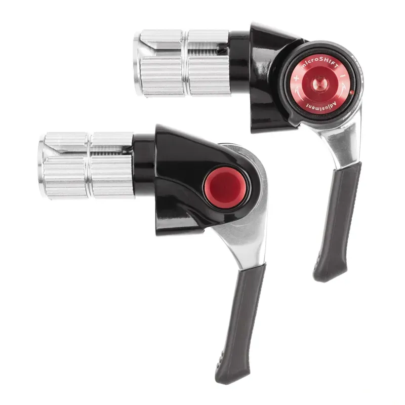 Microshift 10-Speed Road 2/3x Shimano Bar End Shifter Set in Silver