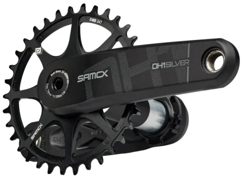 Samox Silver DH-1 C-set 160mm 3-Bolt DM 34t 28.99mm Chainring in Black-3