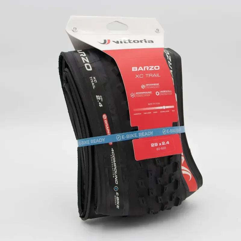 Vittoria Barzo Tire - 29 X 2.4 Tubeless Folding Black 4C XC Trail TNT Graphene G2. 0 Black 29 x 2.40-2
