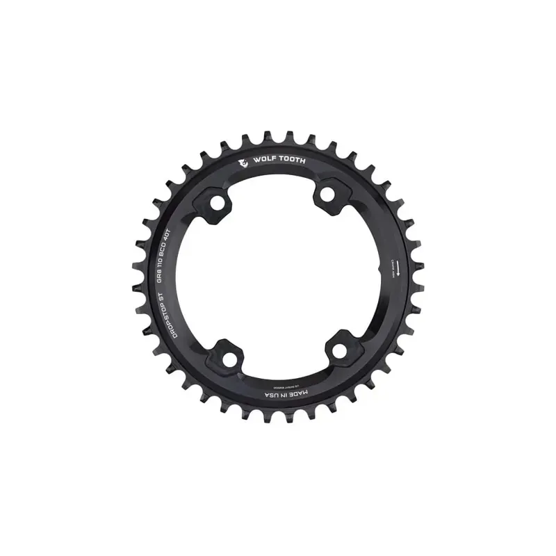 Wolf Tooth Aero 110 Asymmetric BCD Chainring - 46t 110 Asymmetric BCD 4-Bolt Drop-Stop ST For Shimano GRX 800 Series Black