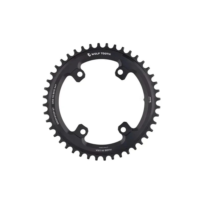 Wolf Tooth Aero 110 Asymmetric BCD Chainring - 46t 110 Asymmetric BCD 4-Bolt Drop-Stop ST For Shimano GRX 800 Series Black-2